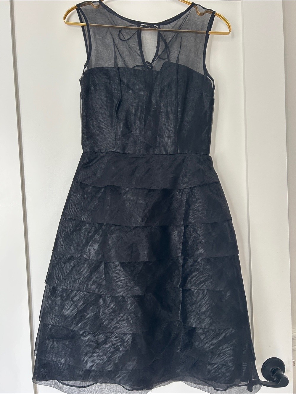 Marc Jacobs Sleeveless Black Tiered Mesh Party Dress